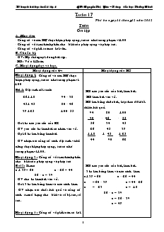 Giáo án lớp 2 tuần 17 - Trường tiểu học Thống Nhất