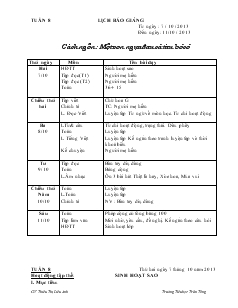 Giáo án lớp 2 tuần 8 - Trường Tiểu học Trần Tống