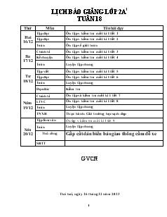 Giáo án lớp 2A1 tuần 18