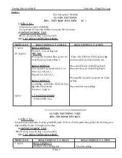 Giáo án ôn luyện tuần 1 lớp 1 - Trường Tiểu học Hiếu lễ