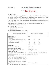 Giáo án Toán tuần 12 lớp 2