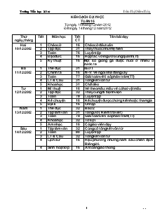 Kế hoạch dạy học lớp 2 tuần 16