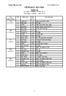 Kế hoạch dạy học lớp 2 tuần 18