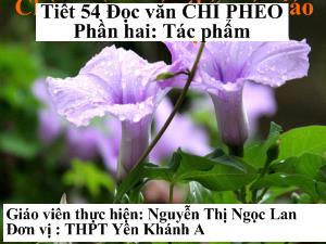 Bài giảng Tiết 54 Đọc văn- CHÍ PHÈO