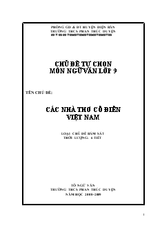 Chủ đề tự chọn môn ngữ Văn lớp 9 - Chủ đề: Các nhà thơ cổ điển Việt Nam