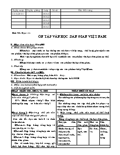 Giáo án Ngữ văn 10 Tiết 32: đọc văn- Ôn tập văn học dân gian Việt Nam