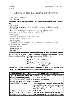 Giáo án Ngữ văn 10 Tuần 10 tiết 23- Miêu tả và biểu cảm trong bài văn tự sự