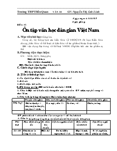 Giáo án Ngữ văn 10 tuần 11 Tiết 32- Ôn tập văn học dân gian Việt Nam