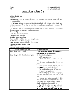 Giáo án Ngữ văn 10 Tuần 3 tiết 7- Bài làm văn số 1