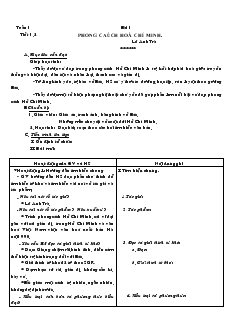 Giáo án Ngữ văn 9 - Tuần 1 - Bài 1 - Tiết 1,2: Phong cách Hồ Chí Minh