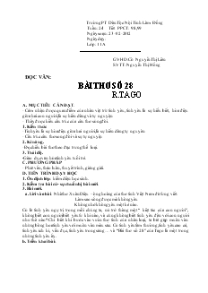 Giáo án Ngữ văn lớp 10  tiết 98,99 đọc văn: bài thơ số 28