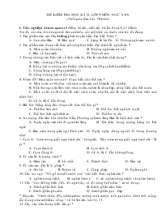 Đề kiểm tra học kỳ II, lớp 9 môn Ngữ Văn