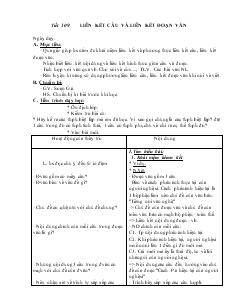 Giáo án môn Ngữ văn lớp 9 - Tiết 109: Liên kết câu và liên kết đoạn văn