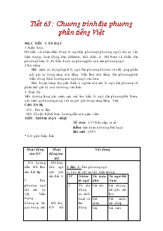 Giáo án môn Ngữ văn lớp 9 - Tiết 63: Chương trình địa phương phần tiếng Việt