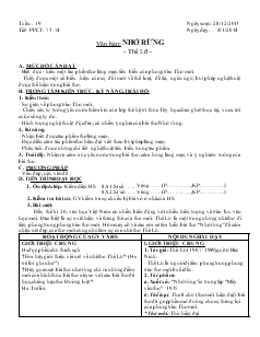 Giáo án Ngữ văn lớp 8 Tuần 19 Nhớ rừng