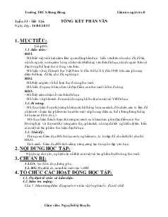Giáo án Ngữ văn lớp 8 Tuần 33 Tiết 126 Tổng Kết Phần Văn