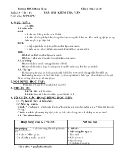 Giáo án Ngữ văn lớp 8 Tuần 33 Tiết 127 Trả bài kiểm tra văn