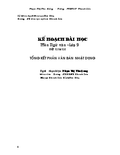 Kế hoạch bài học môn ngữ Văn lớp 9 - Tiết 131, 132 tổng kết phần văn bản nhật dụng