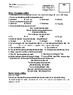 Bài kiểm tra môn: tiếng Việt 7