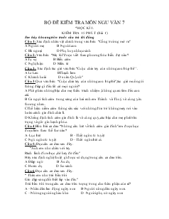Bộ đề kiểm tra môn Ngữ văn 7 học kì I: Kiểm tra 15 phút