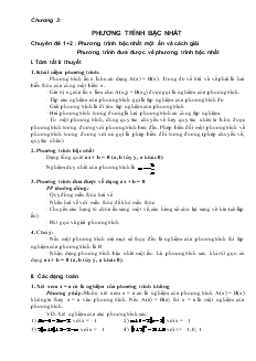 Chuyên đê 1, 2 : Phương trình bậc nhất một ẩn và cách giải Phương trình đưa được về phương trình bậc nhất