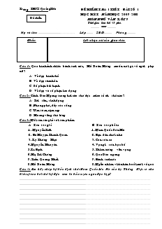 Đề kiểm tra 1 tiết - Bài số 1 học kỳ I năm học 2007-2008 môn Ngữ văn lớp 7