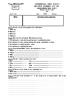 Đề kiểm tra 1 tiết - Bài số 1 học kỳ I năm học 2007 - 2008 môn tiếng Việt lớp 7 trường THCS Quảng Tiến