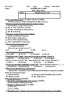 Đề kiểm tra 1 tiết môn: Tiếng Việt 7 năm 2008