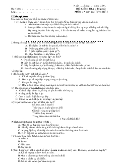 Đề kiểm tra 15 phút môn Ngữ Văn