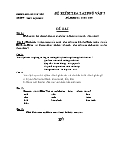 Đề kiểm tra lại Ngữ văn 7 năm học: 2008 - 2009 trường THCS Đại Phác