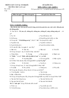 Đề kiểm tra môn: Tiếng Việt - Khối 7 trường THCS An Lạc