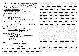 Đề kiểm tra một tiết Đại số chương I lớp 9