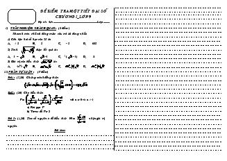 Đề kiểm tra một tiết Đại số chương I lớp 9