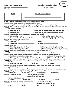Đề kiểm tra tiếng Việt 7 - Trường THCS Phan Chu Trinh