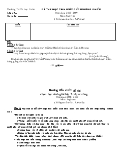 Đề thi học sinh giỏi cấp trường khối 7 năm học: 2008 - 2009 môn Ngữ văn trường THCS Lạc Xuân