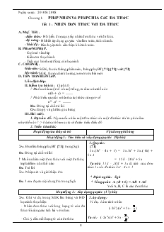 Giáo án Đại số 8 học kỳ I năm học 2008- 2009