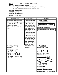 Giáo án Đại số 8 Tiết 2 Phép nhân đa thức