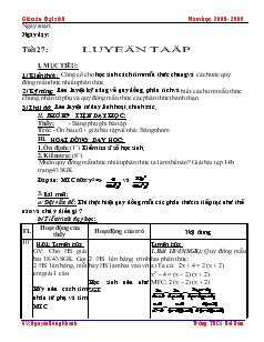 Giáo án Đại số 8 Tiết 27 Luyện Tập