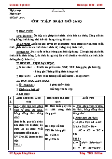 Giáo án Đại số 8 Tiết 37 Ôn tập đại số (tiết 1)