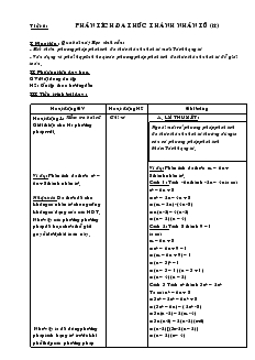 Giáo án Đại số 8 Tiết 6 Phân tích đa thức thành nhân tử (tiếp theo)