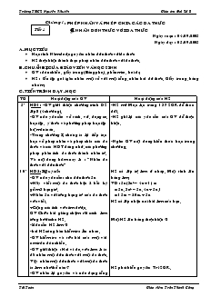 Giáo án Đại số 8 Trường THCS Nguyễn Khuyến