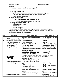 Giáo án Đại số 8 Tuần 11 Tiết 21 Bài 1 Phân thức đại số