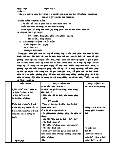 Giáo án Đại số 8 Tuần 5 Tiết 9 Bài 6 Phân tích đa thức thành nhân tử bằng phương pháp đặt nhân tử chung
