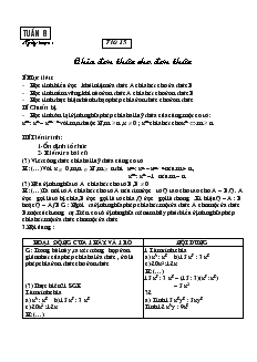 Giáo án Đại số 8 Tuần 8 Tiết 15 Chia đơn thức cho đơn thức