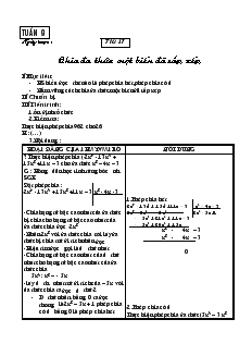 Giáo án Đại số 8 Tuần 9 Tiết 17 Chia đa thức một biến đã sắp xếp