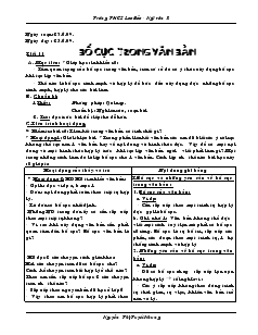 Giáo án dạy hè Ngữ văn 7 - Trường THCS Lao Bảo - Tiết 11: Bố cục trong văn bản