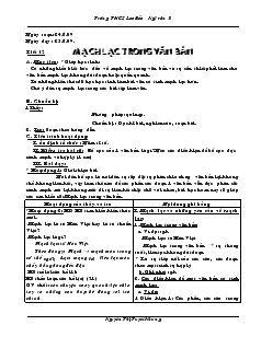 Giáo án dạy hè Ngữ văn 7 - Trường THCS Lao Bảo - Tiết 12: Mạch lạc trong văn bản