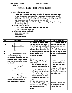 Giáo án Hình học 8 Tuần 5 Tiết 10 Bài 6 Đối xứng trục