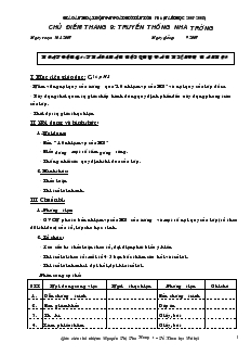 Giáo án hoạt động ngoài giờ lên lớp 7 (năm học 2007-2008) - Chủ điểm tháng 9: Truyền thống nhà trường