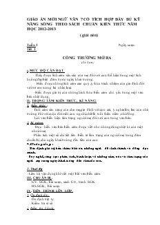 Giáo án mới Ngữ văn 7 có tích hợp đầy đủ kỹ năng sống theo sách chuẩn kiến thức năm học 2012-2013